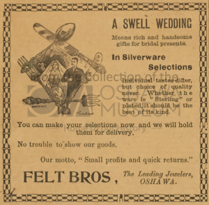 Newspaper ad for Felt Brothers Silverware