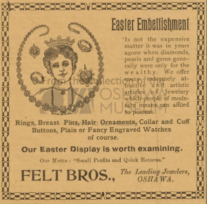 Newspaper ad for Easter accessories from Felt brothers